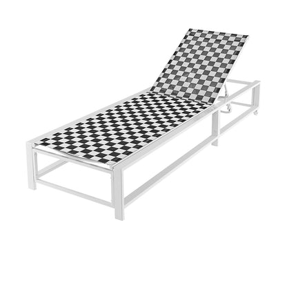 Adjustable Patio Chaise Lounge Chair With Wheels, Metal Frame, Black White Outdoor Chaise Lounges Black & White at Gallery Canada