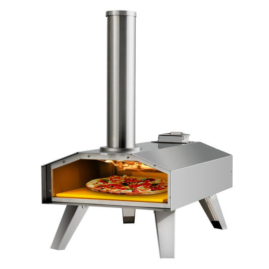 Portable Stainless Steel Outdoor Pizza Oven with 12 Inch Pizza Stone, Silver