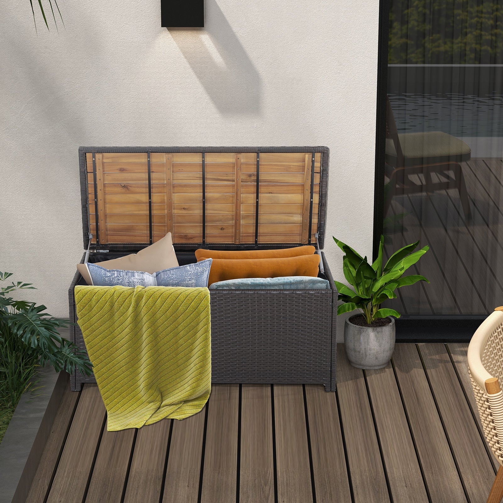 45 Gallon Outdoor Storage Bench with Zippered Liner, Brown Sheds & Outdoor Storage at Gallery Canada