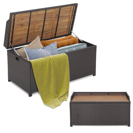 45 Gallon Outdoor Storage Bench with Zippered Liner, Brown - Gallery Canada