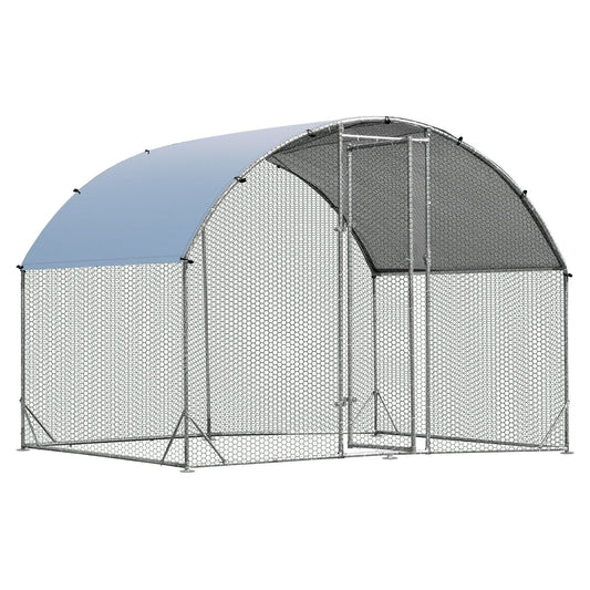 6.2 Feet/12.5 Feet/19 Feet Large Metal Chicken Coop Outdoor Galvanized Dome Cage with Cover-S, Black