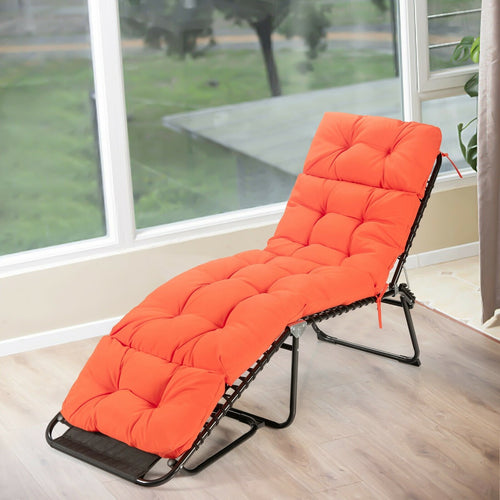 Outdoor Lounge Chaise Cushion with String Ties for Garden Poolside, Orange