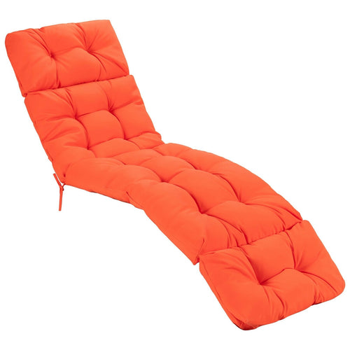 Outdoor Lounge Chaise Cushion with String Ties for Garden Poolside, Orange