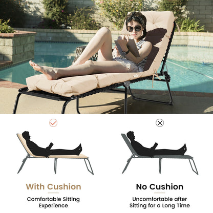Outdoor Lounge Chaise Cushion with String Ties for Garden Poolside, Beige Outdoor Chaise Lounges at Gallery Canada