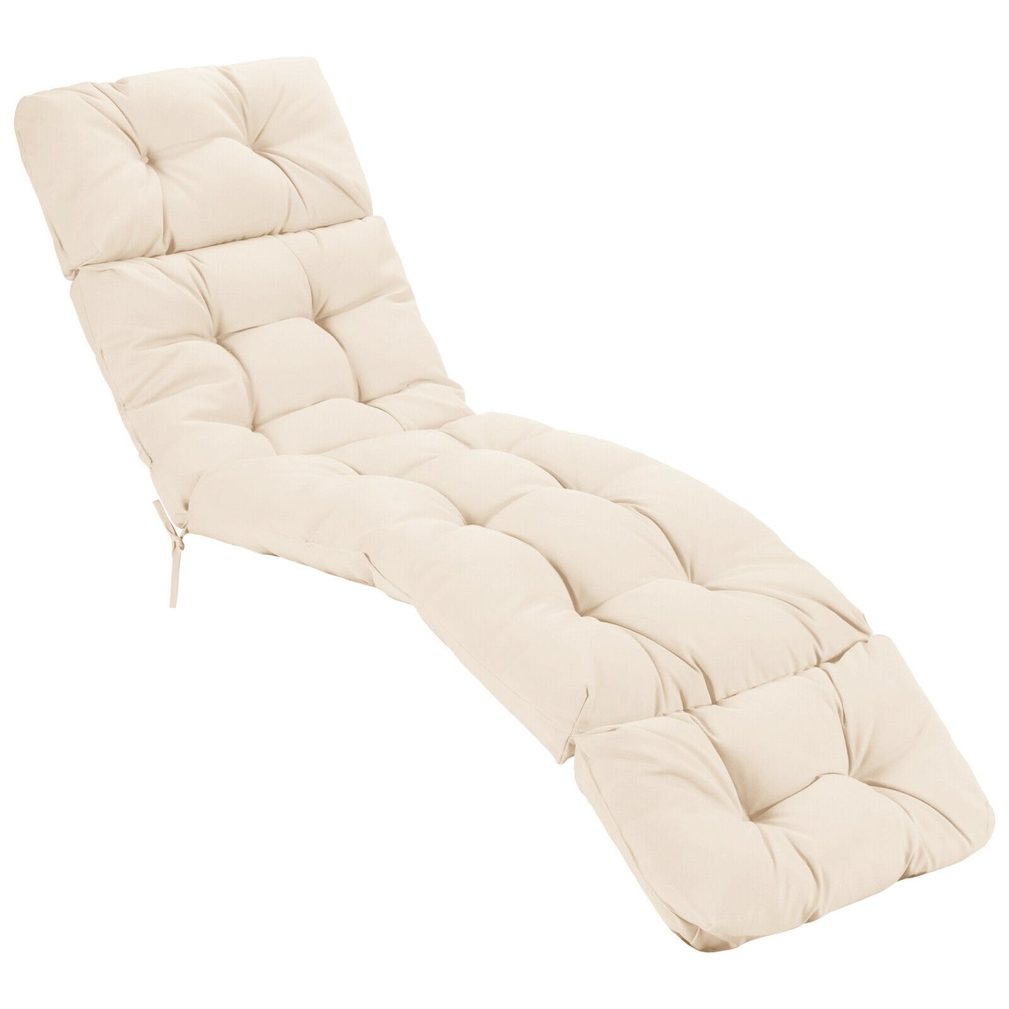 Outdoor Lounge Chaise Cushion with String Ties for Garden Poolside, Beige Outdoor Chaise Lounges Beige at Gallery Canada