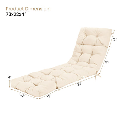 Outdoor Lounge Chaise Cushion with String Ties for Garden Poolside, Beige Outdoor Chaise Lounges at Gallery Canada