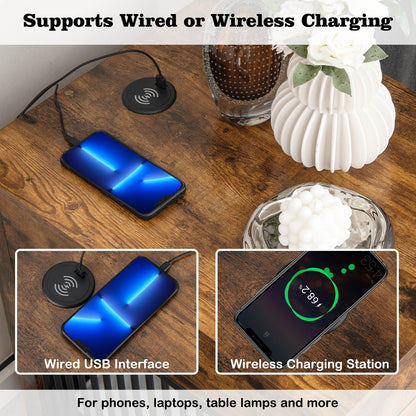 2-In-1 Dog House with Drawer and Wired Wireless Charging, Rustic Brown Dog Supplies at Gallery Canada