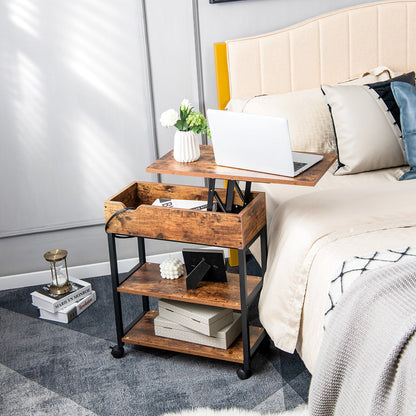 Lift Top End Table, Charging Station, Universal Wheels, Rustic Brown End & Side Tables at Gallery Canada