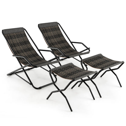 Patio PE Wicker Rocking Chair with Armrests and Metal Frame, Gray