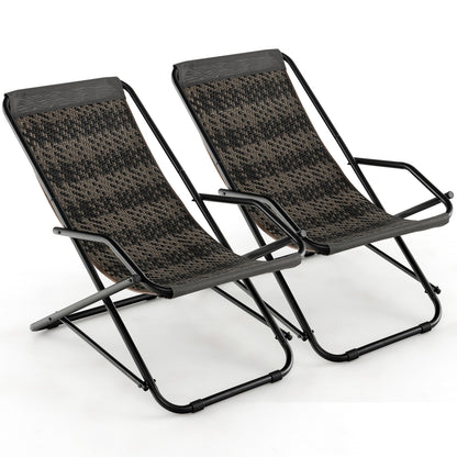 Outdoor Patio PE Wicker Rocking Chair with Armrests and Metal Frame, Gray Patio Rocking Chairs & Gliders at Gallery Canada