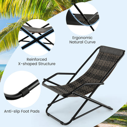 Outdoor Patio PE Wicker Rocking Chair with Armrests and Metal Frame, Gray Patio Rocking Chairs & Gliders at Gallery Canada