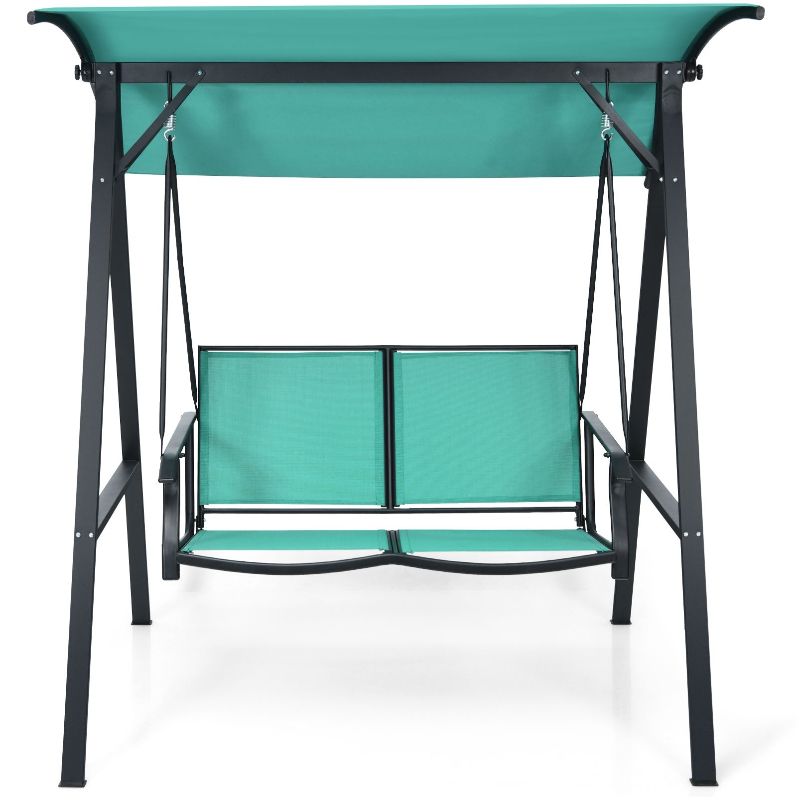 2 Person Patio Swing with Weather Resistant Glider and Adjustable Canopy, Green Porch Swings at Gallery Canada