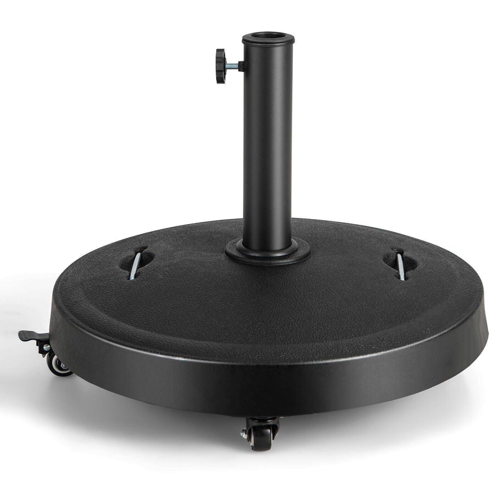 51LBS 20.5Inch Outdoor Umbrella Base With Wheels, Black Outdoor Umbrella Bases Black at Gallery Canada