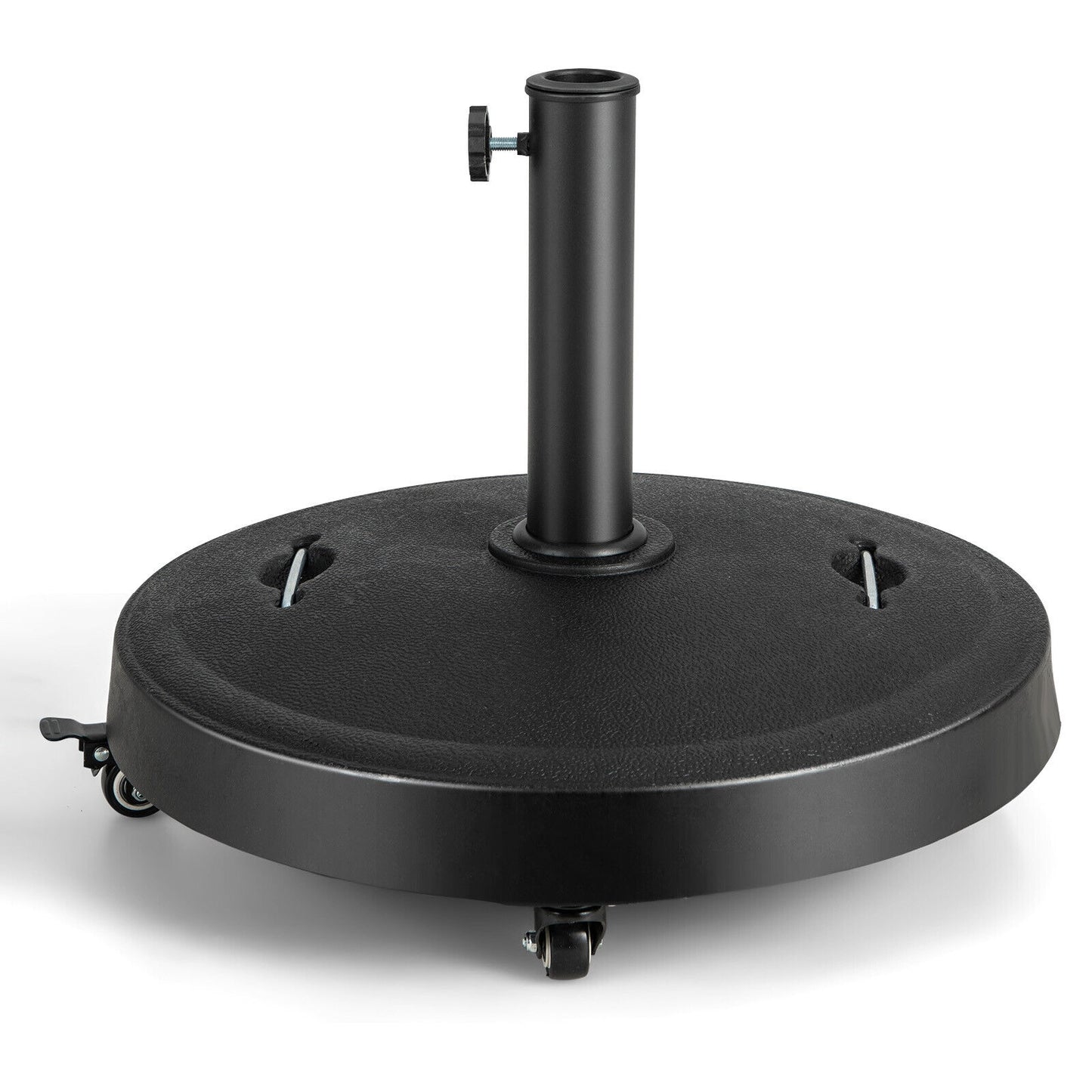 51LBS 20.5Inch Outdoor Umbrella Base With Wheels, Black Outdoor Umbrella Bases Black at Gallery Canada