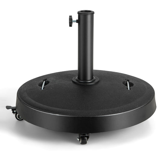 51LBS 20.5Inch Outdoor Umbrella Base With Wheels, Black Outdoor Umbrella Bases Black at Gallery Canada