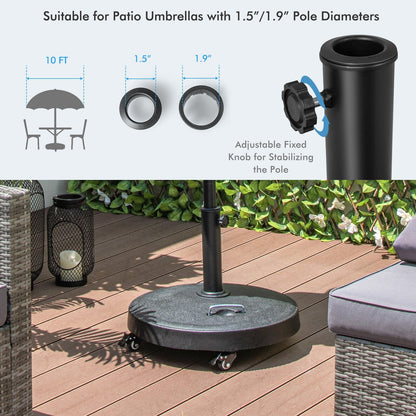51LBS 20.5Inch Outdoor Umbrella Base with Wheels and Handles, Black - Gallery Canada