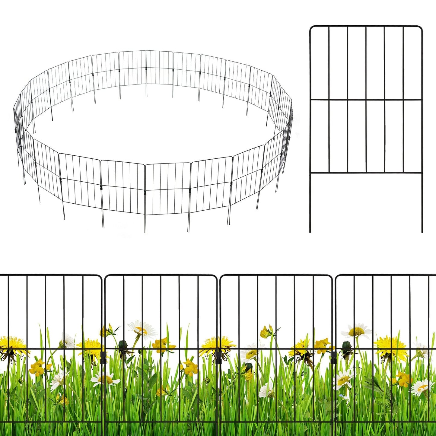 25 Pack Rustproof Decorative Garden Fence, Black Decorative Fencing & Flooring Black at Gallery Canada