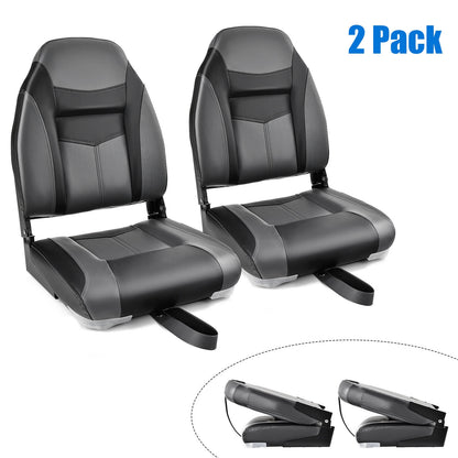 High Back Folding Boat Seats with Black Grey Sponge Cushion and Flexible Hinges-Set of 2, Black Water Sports Set of 2 at Gallery Canada