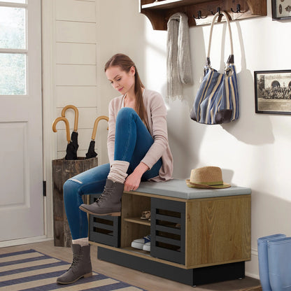 Shoe Bench, 6 Storage Compartments, 3 Adjustable Shelves, Natural Shoe Racks & Storage Benches at Gallery Canada