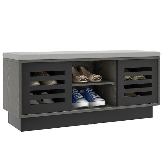 Shoe Bench with 6 Storage Compartments and 3 Adjustable Shelves, Gray Shoe Racks & Storage Benches Gray at Gallery Canada