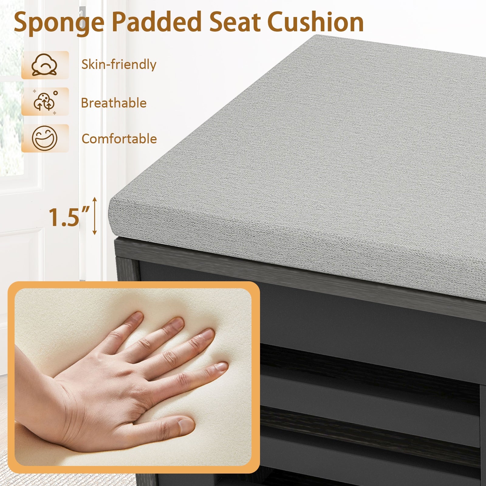 Shoe Bench with 6 Storage Compartments and 3 Adjustable Shelves, Gray Shoe Racks & Storage Benches at Gallery Canada