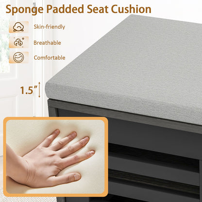 Shoe Bench with 6 Storage Compartments and 3 Adjustable Shelves, Gray Shoe Racks & Storage Benches at Gallery Canada