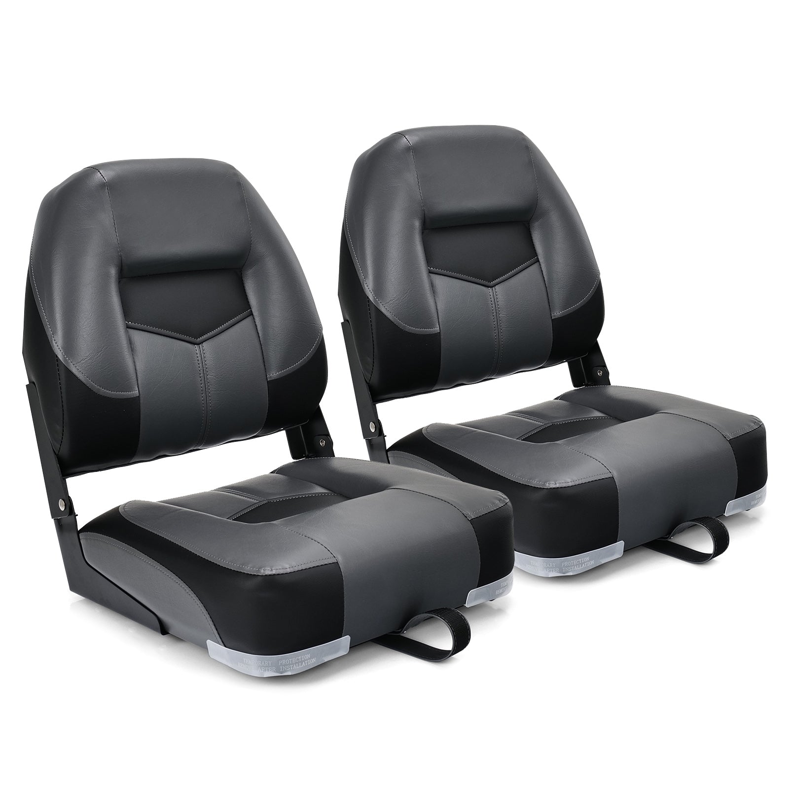 Set of 2 Folding Low Back Fishing Boat Seats with Stainless Steel Screws, Black Swimming at Gallery Canada