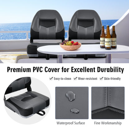 Set of 2 Folding Low Back Fishing Boat Seats with Stainless Steel Screws, Black Swimming at Gallery Canada