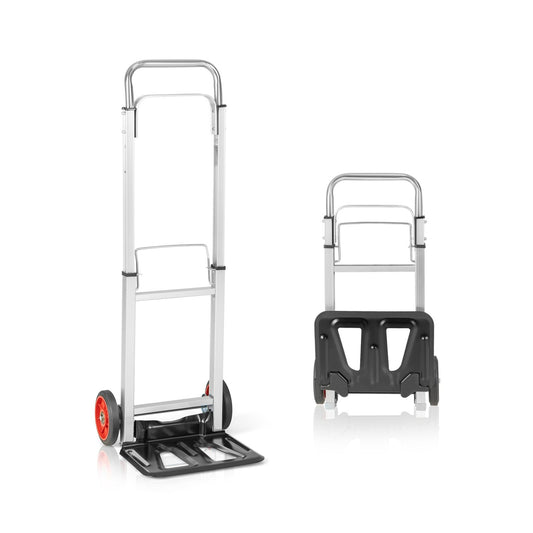Portable Folding Hand Truck with Telescopic Handle and Wheels, Black - Gallery Canada