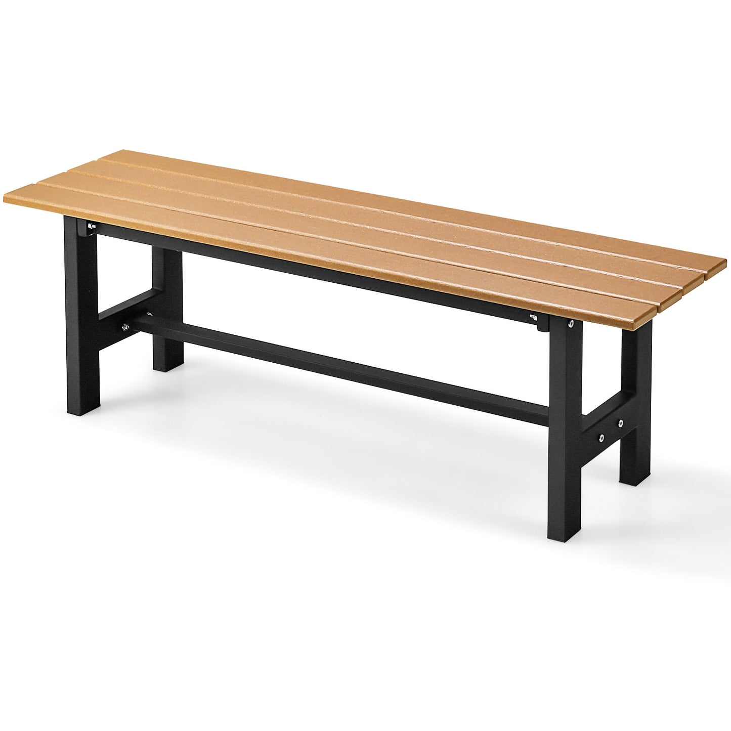 47 Inch Outdoor Chair, Slatted Seat, Plastic Coated Iron Frame, Brown Outdoor Benches at Gallery Canada