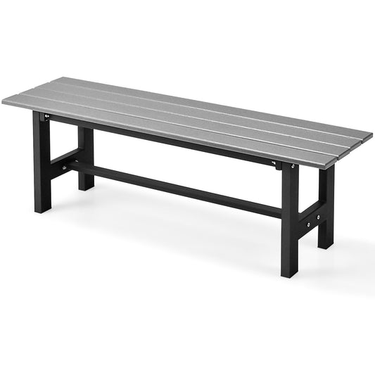 47 Inch Outdoor Chair, Slatted Seat, Plastic Coated Iron Frame, Gray Outdoor Benches Gray at Gallery Canada