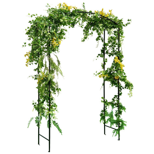 Garden Arch Arbor Trellis with Gate Patio Plant Stand Archway, Black - Gallery Canada