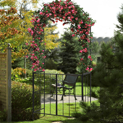 Garden Arch Arbor Trellis With Gate, Black Outdoor Decor at Gallery Canada