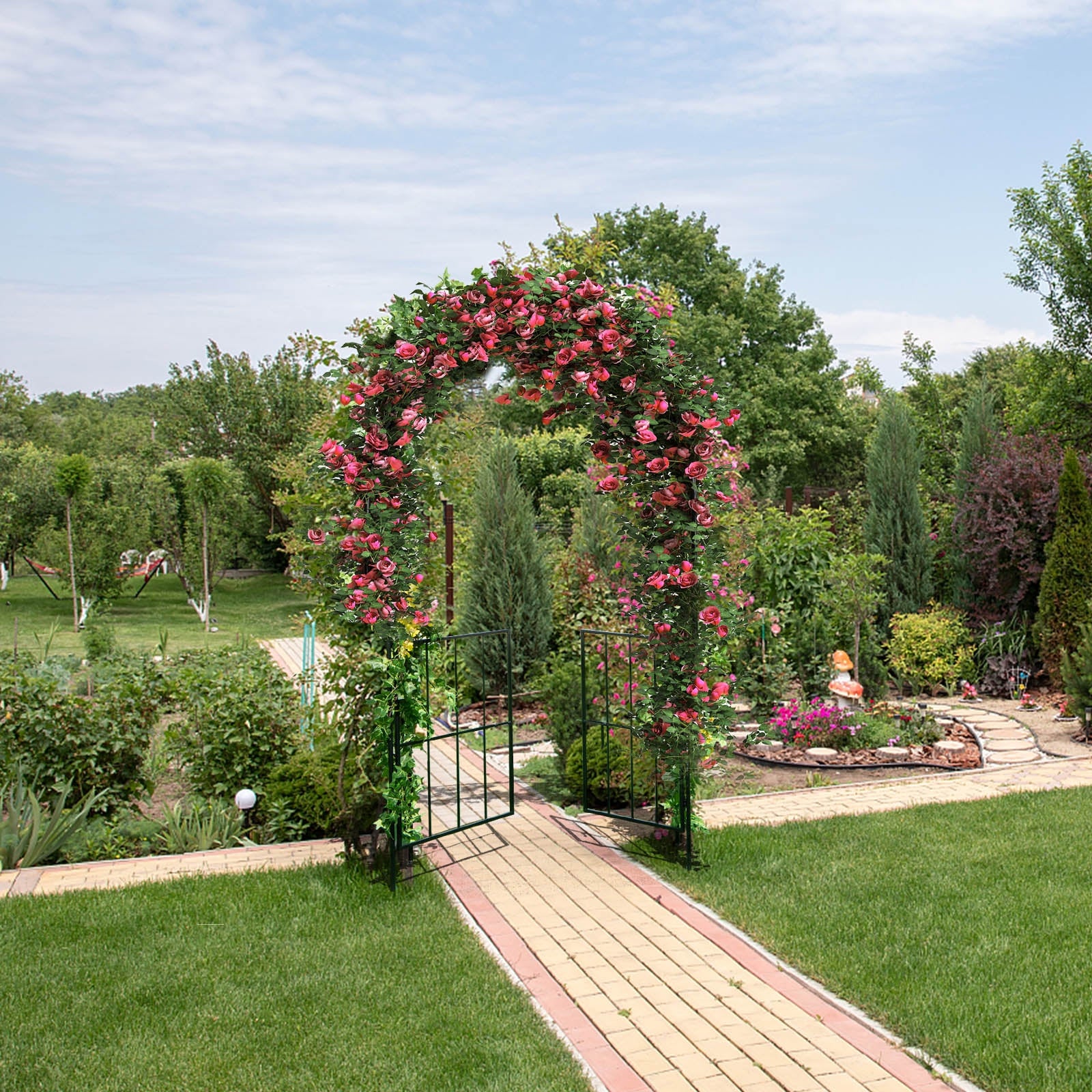 Garden Arch Arbor Trellis With Gate, Black Outdoor Decor at Gallery Canada