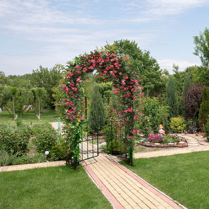 Garden Arch Arbor Trellis With Gate, Black Outdoor Decor at Gallery Canada