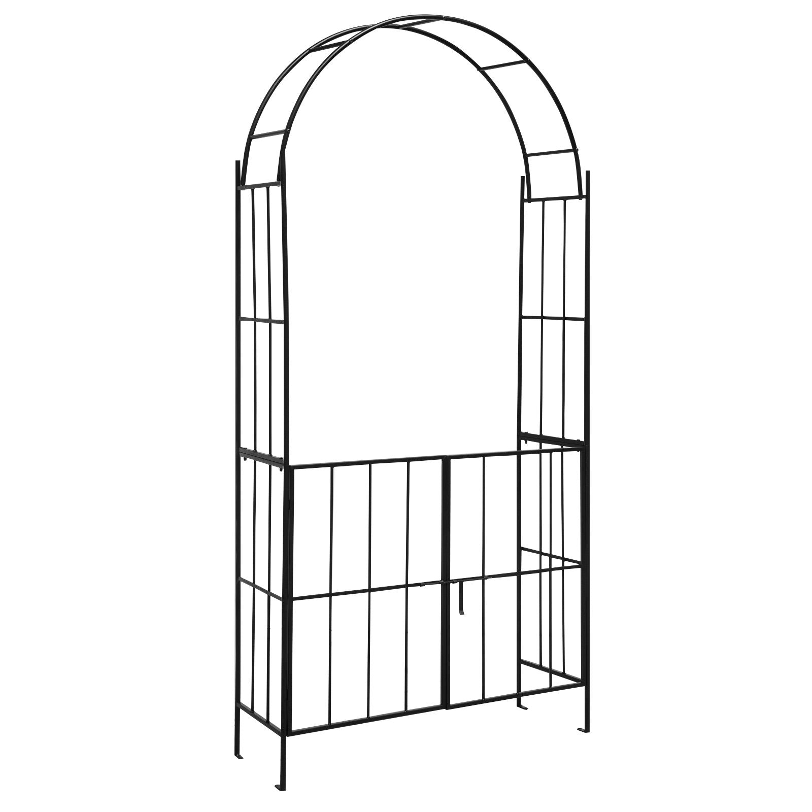Garden Arch Arbor Trellis with Gate Patio Plant Stand Archway, Black at Gallery Canada