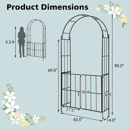 Garden Arch Arbor Trellis With Gate, Black Outdoor Decor at Gallery Canada