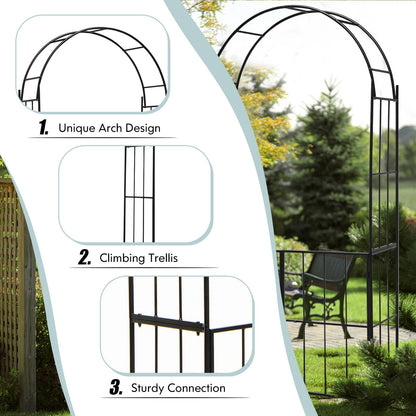Garden Arch Arbor Trellis with Gate Patio Plant Stand Archway, Black at Gallery Canada