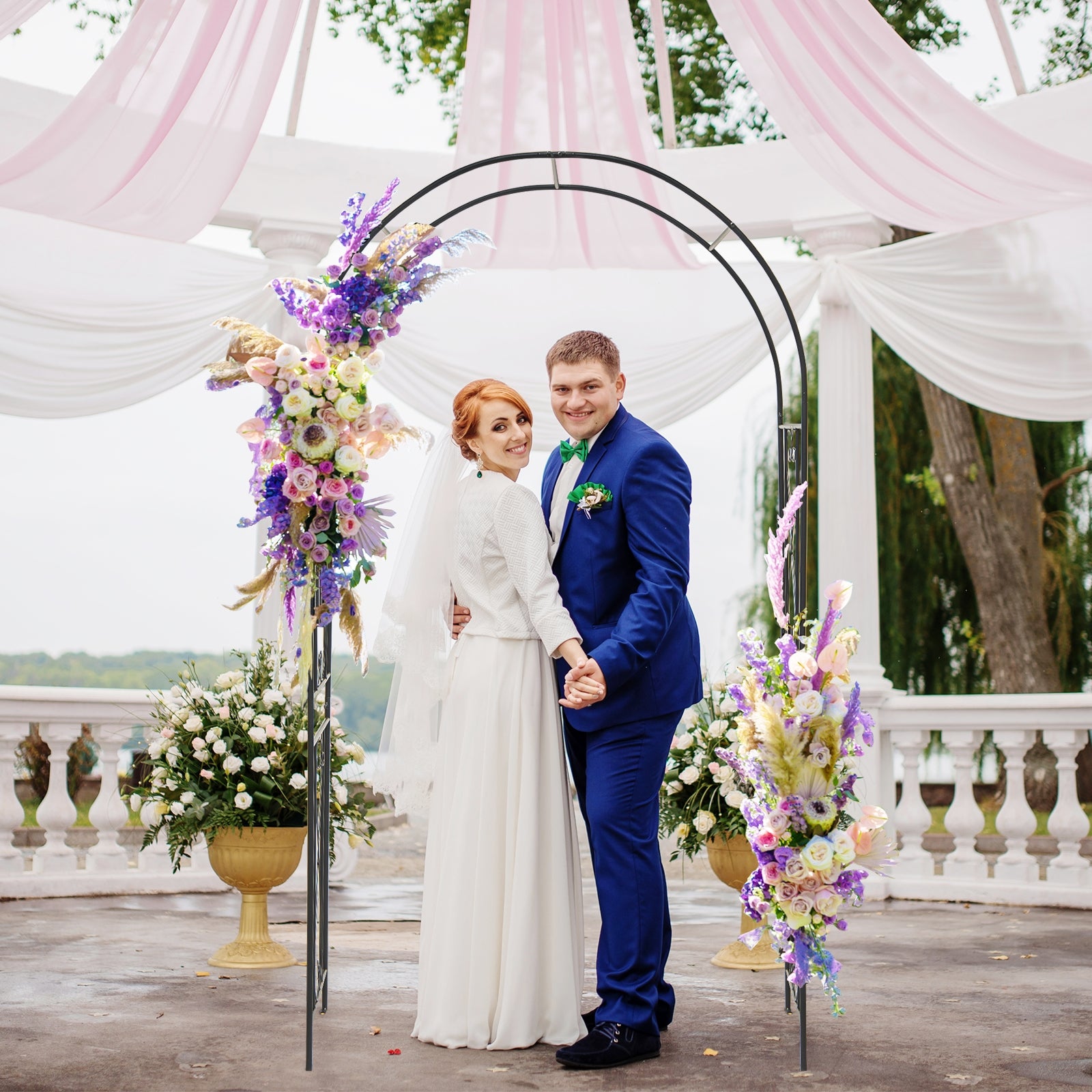 Garden Arch Arbor Trellis Patio Plant Stand Rack Archway, Black Outdoor Decor at Gallery Canada