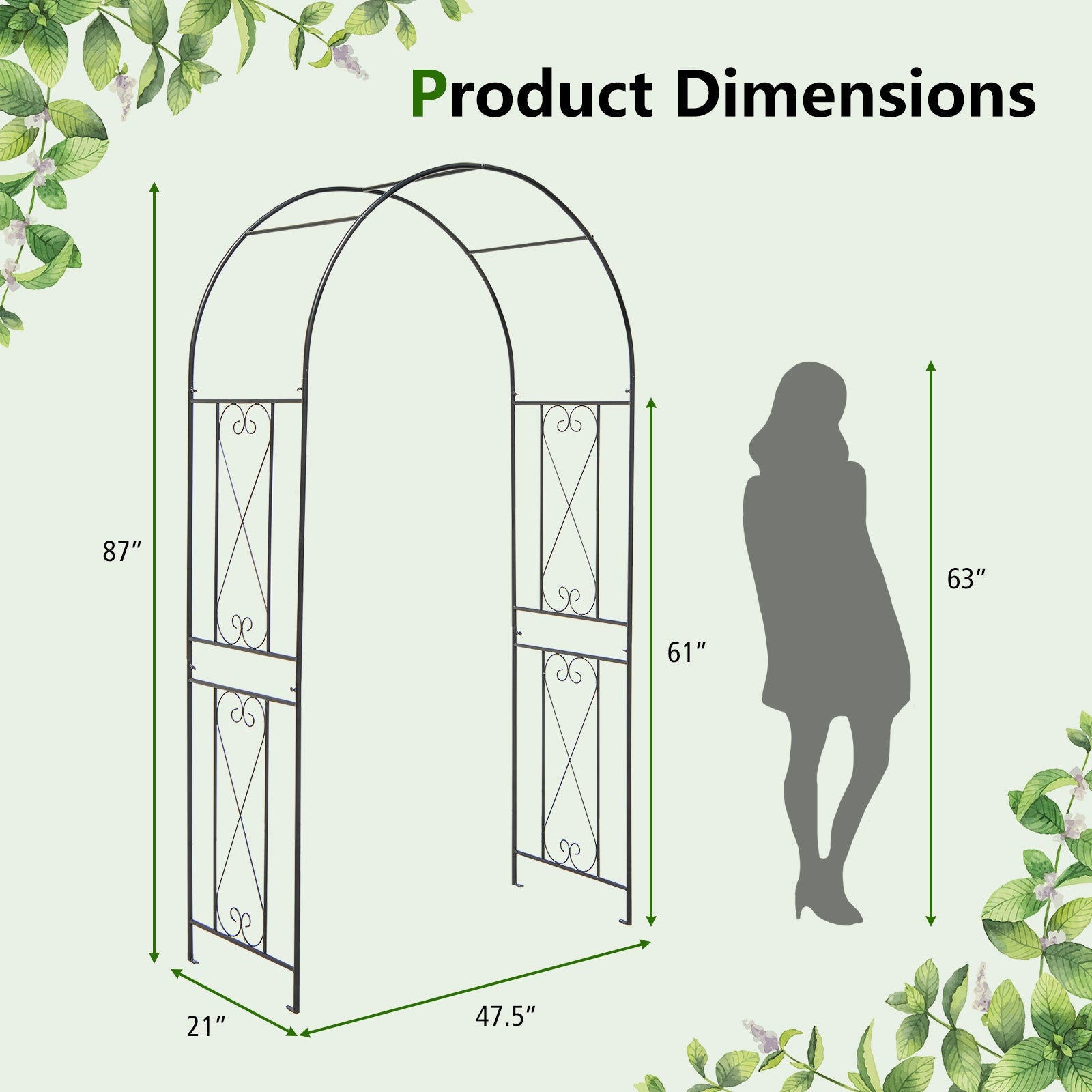 Garden Arch Arbor Trellis Patio Plant Stand Rack Archway, Black Outdoor Decor at Gallery Canada