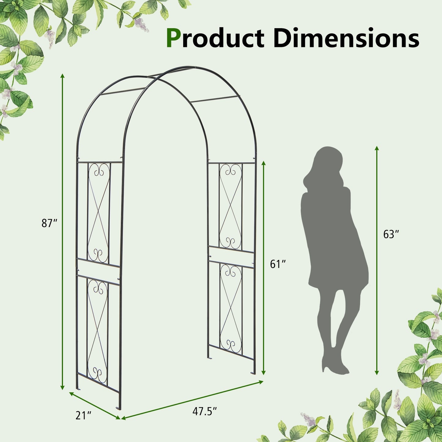 Garden Arch Arbor Trellis Patio Plant Stand Rack Archway, Black Outdoor Decor at Gallery Canada