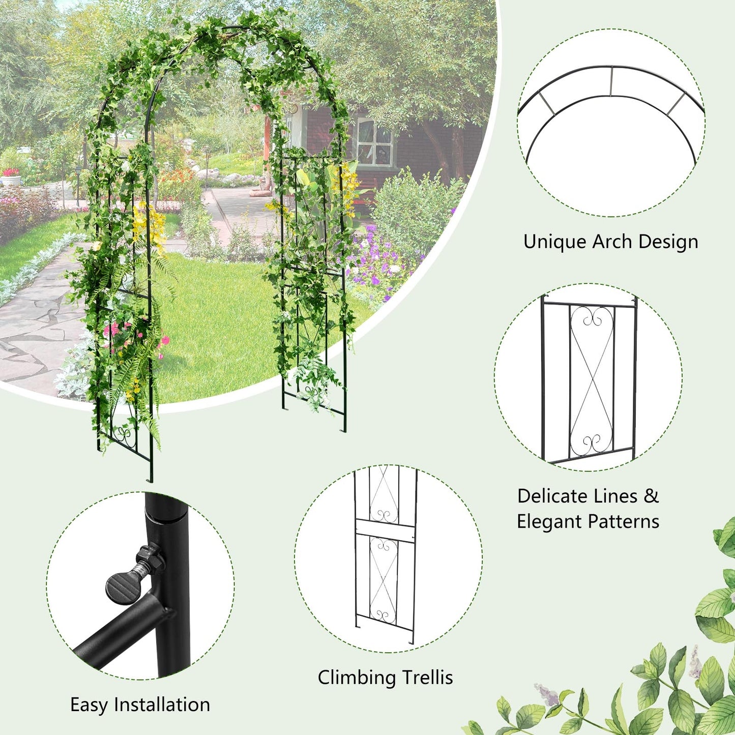 Garden Arch Arbor Trellis Patio Plant Stand Rack Archway, Black Outdoor Decor at Gallery Canada