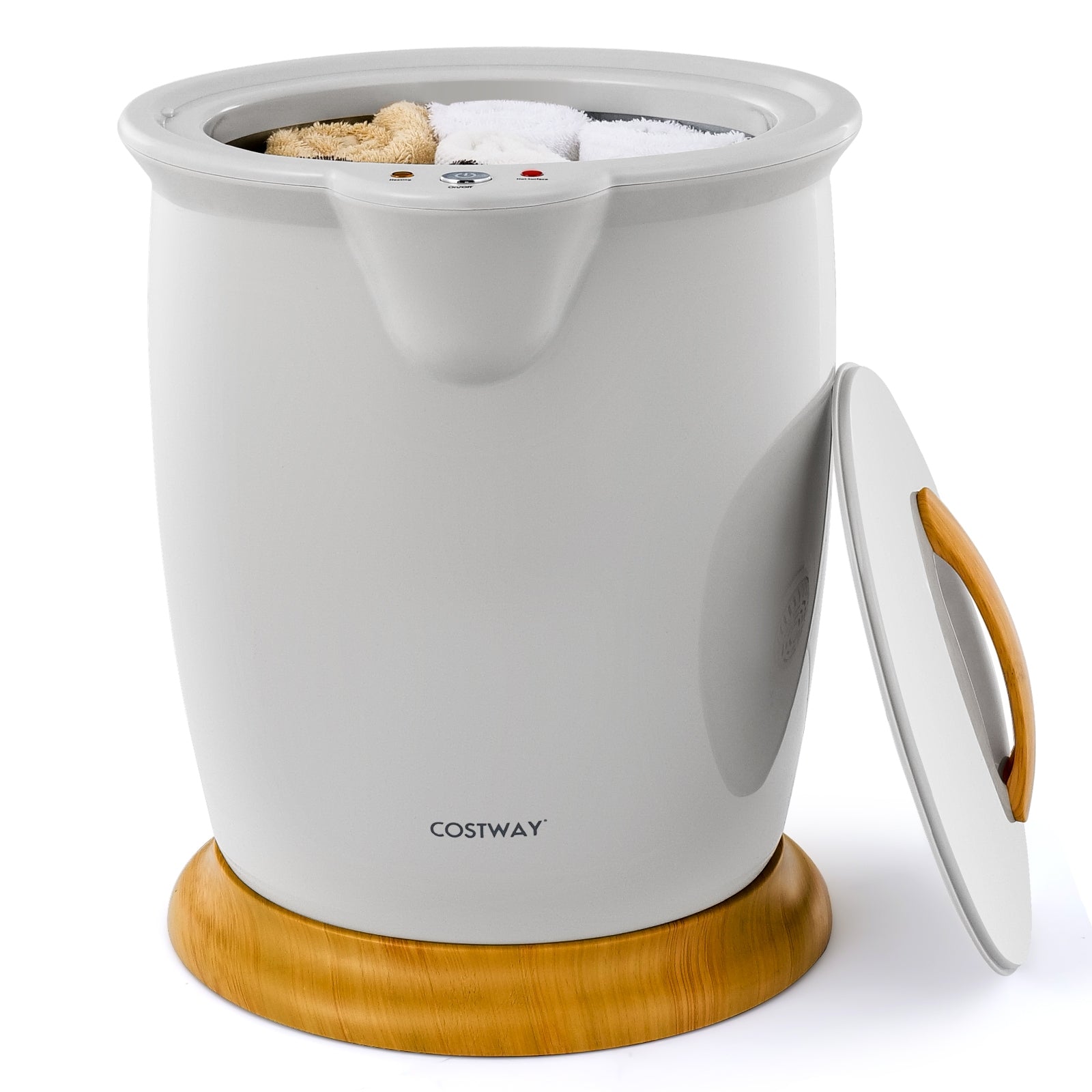 Bathroom Towel Warmer Bucket with Fragrance Holder and Auto Shut, Gray Massage at Gallery Canada