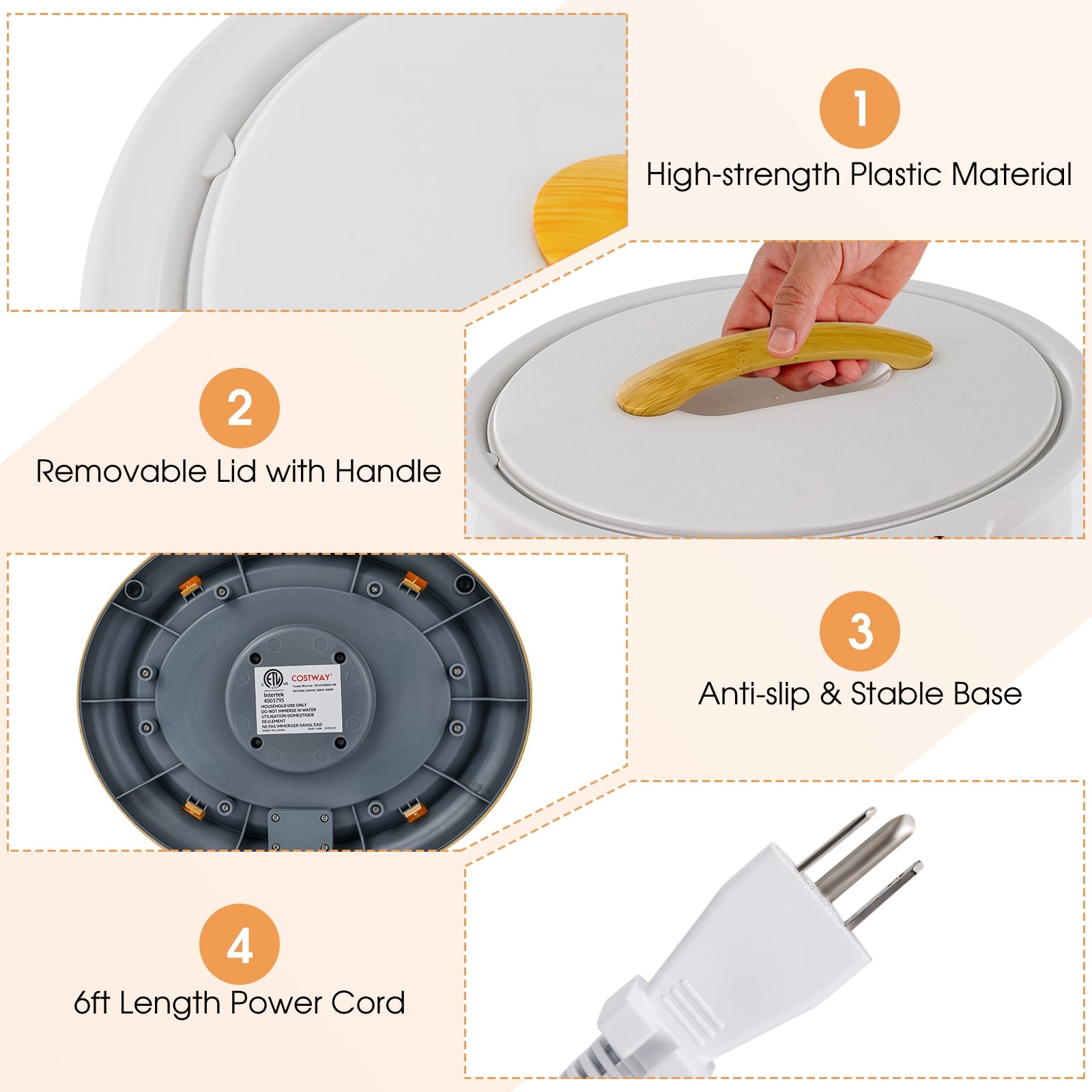 Bathroom Towel Warmer Bucket with Fragrance Holder and Auto Shut, Gray Massage at Gallery Canada