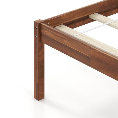 Twin/Full/Queen Size Wood Bed Frame with Headboard and Slat Support-Twin Size, Walnut Simple Bed Frame at Gallery Canada