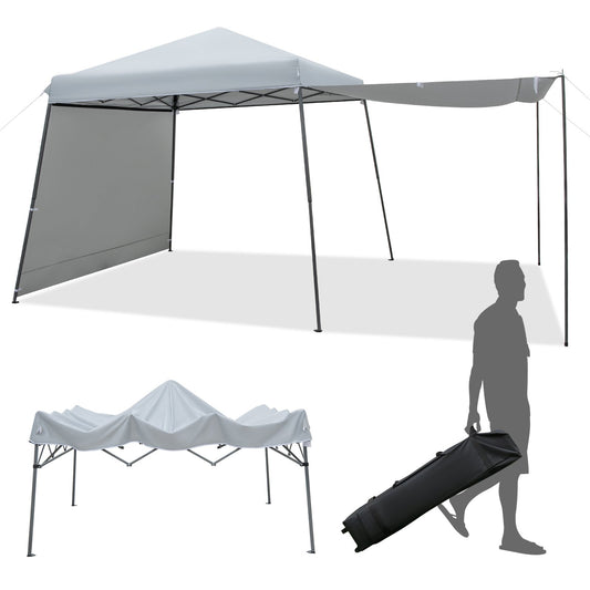Patio 10x10FT Instant Pop-up Canopy Folding Tent with Sidewalls and Awnings Outdoor, Gray - Gallery Canada