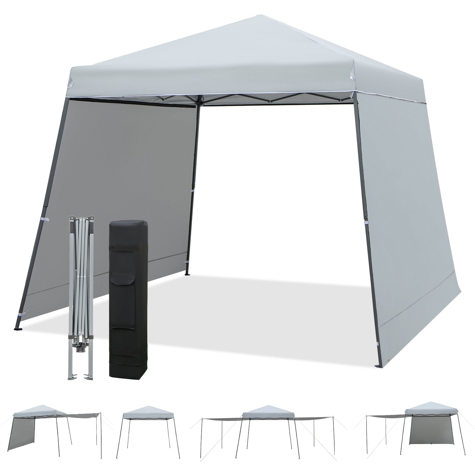 Patio 10x10FT Instant Pop-up Canopy Folding Tent with Sidewalls and Awnings Outdoor, Gray Canopies at Gallery Canada