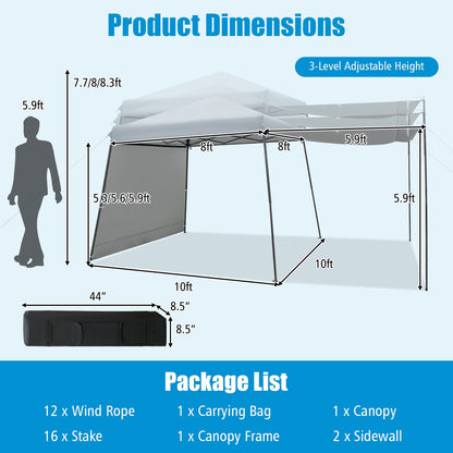 Patio 10x10FT Instant Pop-up Canopy Folding Tent with Sidewalls and Awnings Outdoor, Gray Canopies at Gallery Canada