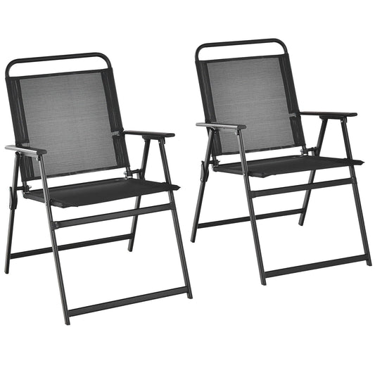 Set of 2/4/6 Outdoor Folding Chairs with Breathable Seat-Set of 2, Black - Gallery Canada