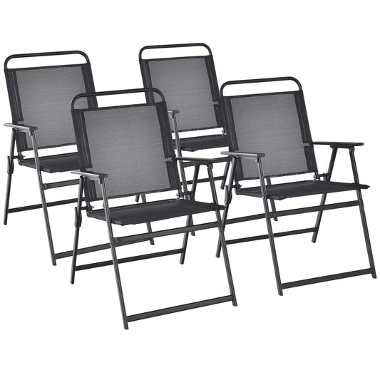 Set of 2/4/6 Outdoor Folding Chairs with Breathable Seat-Set of 4, Black - Gallery Canada